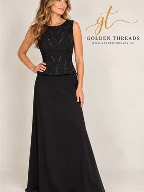 Jade by Jasmine Black Beaded Evening Gown Formal Dress